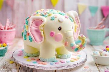 Delightful elephant cake brings joy to any celebration with colorful decorations and tasty treats