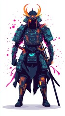 Fototapeta premium A futuristic samurai in high-tech armor, blending tradition with modern aesthetics.