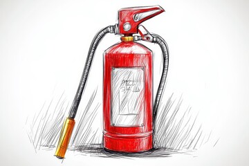Obraz premium Detailed Pencil Sketch of Welding Safety Extinguisher