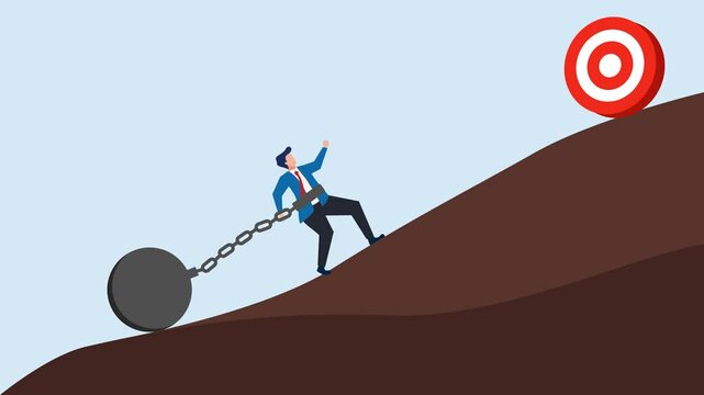 a person who is trying hard to climb a cliff to reach a goal