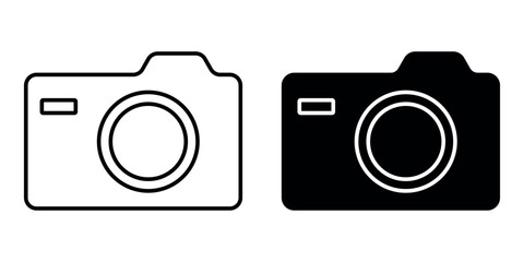 camera line and flat art icon for apps and websites. photo camera in flat style symbol.