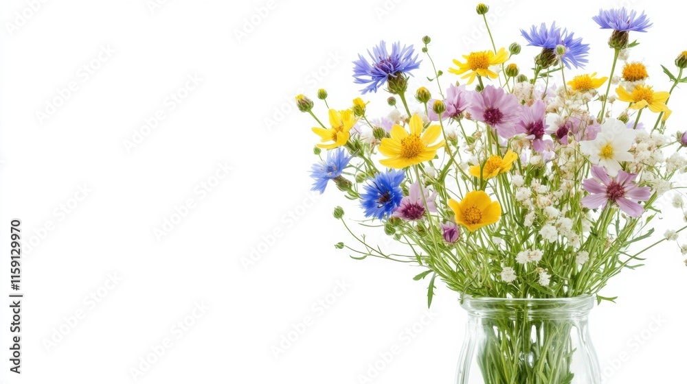 Aufkleber wildflowers in a clear glass vase with empty space for creative text or design elements. generative 