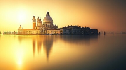 Fototapeta premium Sunrise over island church in Venice, Italy.
