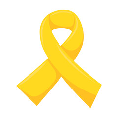 Reminder Ribbon Yellow Emoji Icon Illustration. Awareness Vector Symbol Emoticon Design Doodle Vector.