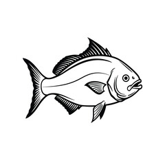 Big-scale pomfret Silhouette vector illustration