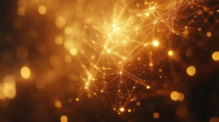 Geometric Abstract Network with Light Bokeh Background