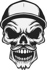 Masculine skull with sporty hat