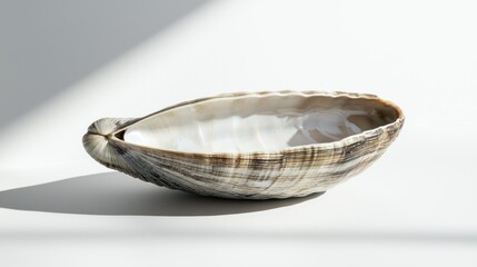 Large seashell bowl on white background.