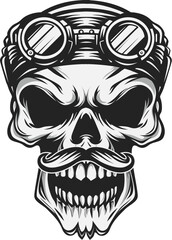 Masculine skull with rider glasses