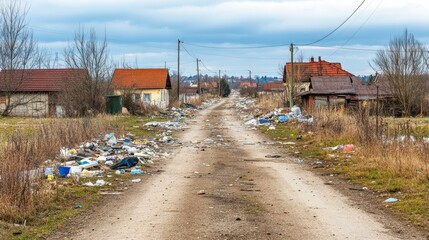 Fototapeta premium Littered Streets in an Old Rural Town