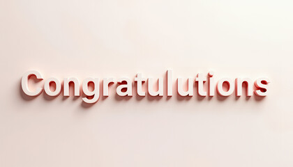 Elegant 3D Rendered Congratulations Message: Pink Pastel Background, Minimalist Design, Festive Celebration Card