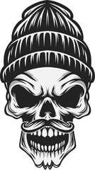 Masculine skull with Chill beany hat