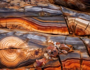 Detailed textures of petrified wood in Washington State