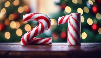 Festive Candy Cane Number 21 for Holiday Decorations