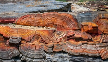 Detailed textures of petrified wood in Washington State