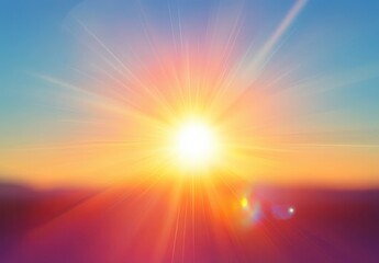 Obraz premium Vibrant and Bright Sunrise Over a Tranquil Horizon with Rays of Light Illuminating the Sky in Soft Blues, Pinks, and Oranges Capturing Nature's Beauty