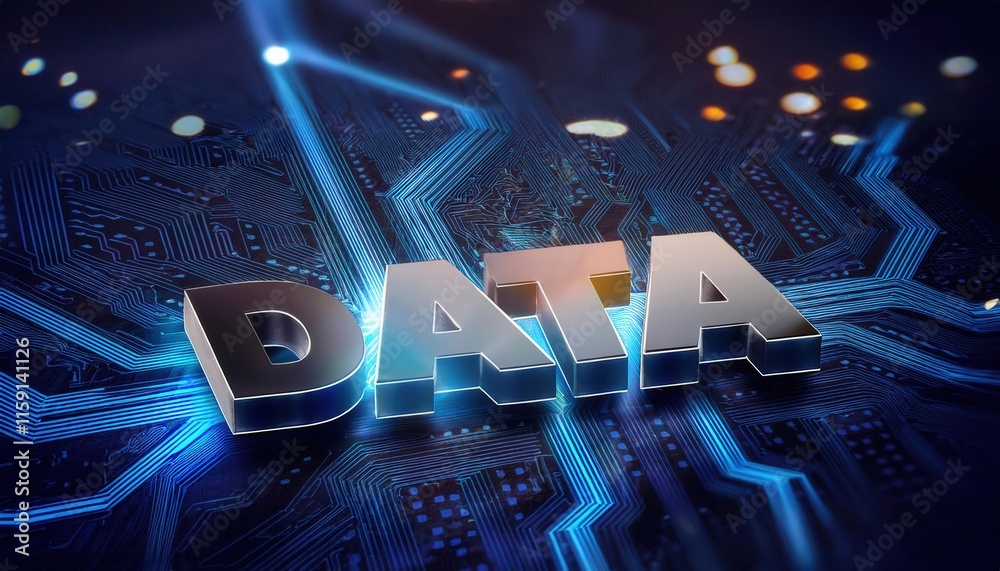 Poster digital data processing concept with circuitry design