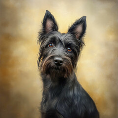 Scottish terrier portrait against a soft background