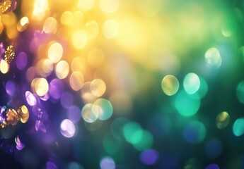 Fototapeta premium Vibrant and Colorful Bokeh Background with Soft Lights in Shades of Purple, Green, and Yellow for Festive and Celebratory Themes