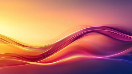 collection of smooth, fluid lines in neon colors blended into a background of an abstract, soft-focus sunset sky with warm oranges and purples. [abstract]:[background] 