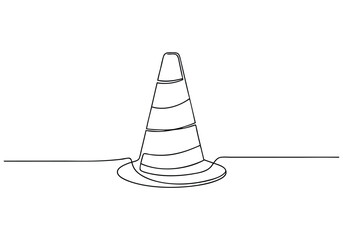 Continuous One-Line Drawing of a Traffic Cone - Minimalist Safety Art