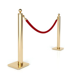 Pole Barricade for Red Carpet is placed on a white backgroundrealistic