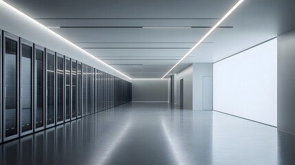 Modern Server Room Corridor with Sleek Design