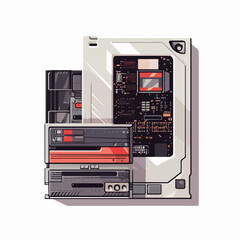 Modern server and diskette technology vector illustration for IT professionals