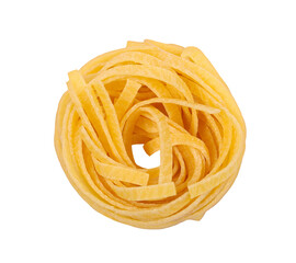 Italian tagliatelle nest isolated on a white background