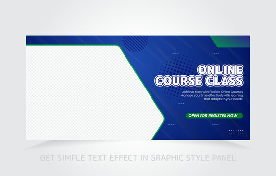 banner template design e-learning online and class master with free simple text effect in graphic style panel