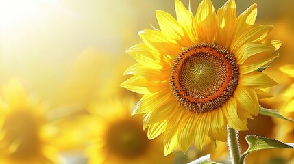 Sunflower floral abstract background concept. A vibrant sunflower blooming in a sunlit field, symbolizing warmth and positivity.