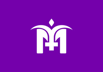 monogram logo featuring the letter M, cleverly designed to incorporate a healthy human symbol