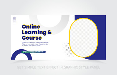 banner template design e-learning online and class master with free simple text effect in graphic style panel