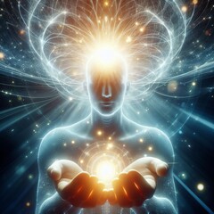 178 Glowing Aura A soft glowing aura surrounds a person's head v