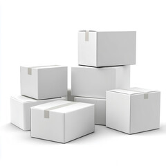 Obraz premium white carton boxes, isolated on white background.