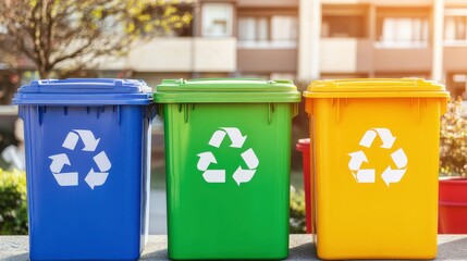 Vibrant Recycling Bins in Modern Urban Setting