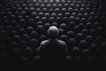 Obraz premium leader in prayer with a sea of followers