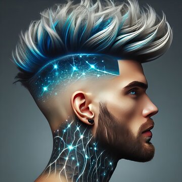 14 Modern quiff with shaved particle like patterns and electric