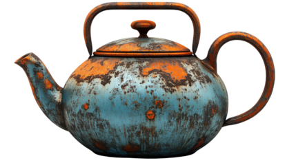 old teapot isolated on white background 