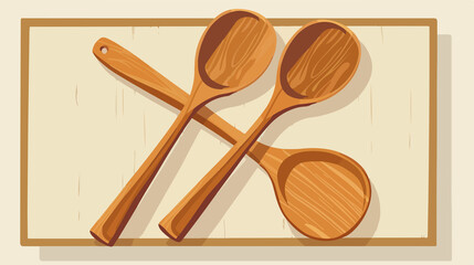 Large Wooden Spoon Spatula Vector Isolated Illustration