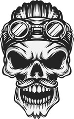 Masculine rider skull with rider glasses