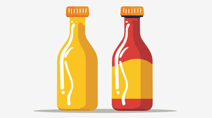 Ketchup and Mustard Bottle Vector Illustration