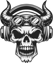 Rider demon skull with rider glasses & headphone