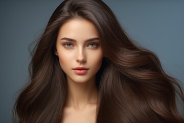 Fototapeta premium arafed woman with long brown hair and blue eyes