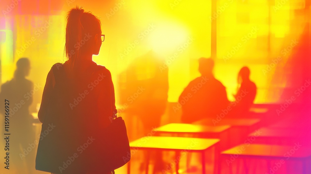 Poster bright classroom interaction with visual hierarchy