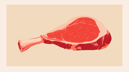 Flat Icon of Leg of Ham or Leg of Lamb for Food Apps and Websites