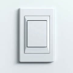 White Light Switch On Wall Plate Isolated on white background.
