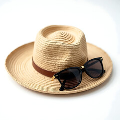 straw hat and sunglasses