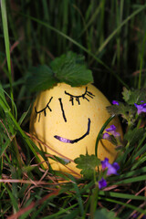 schlafendes Osterei im Gras