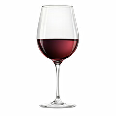 Realistic wine glass with red wine isolated on transparent background Generative Ai.